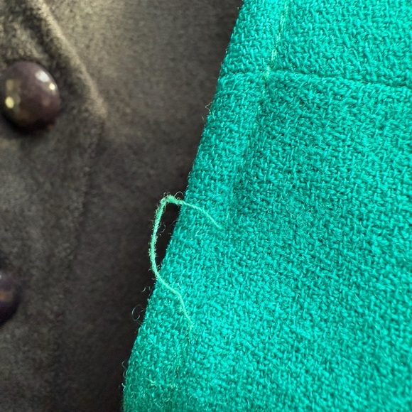 Vintage Beamer Teal and Black Women's Colorblock 80s 90s Wool Blazer Size 6P - Picture 5 of 15